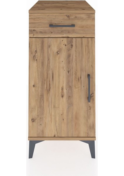 Kronos Komodin 2 Raflı Tek Çekmeceli Tek Kapaklı 44X59X96 Çam-Çam