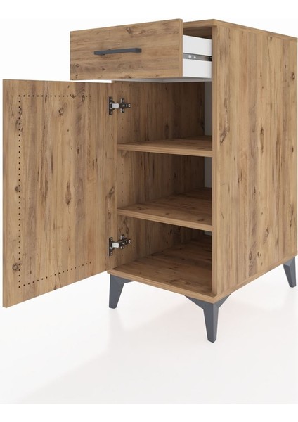 Kronos Komodin 2 Raflı Tek Çekmeceli Tek Kapaklı 44X59X96 Çam-Çam fırsatları