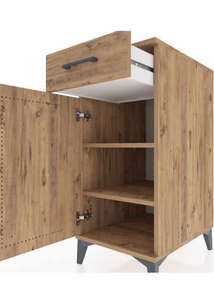 Kronos Komodin 2 Raflı Tek Çekmeceli Tek Kapaklı 44X59X96 Çam-Çam indirimleri