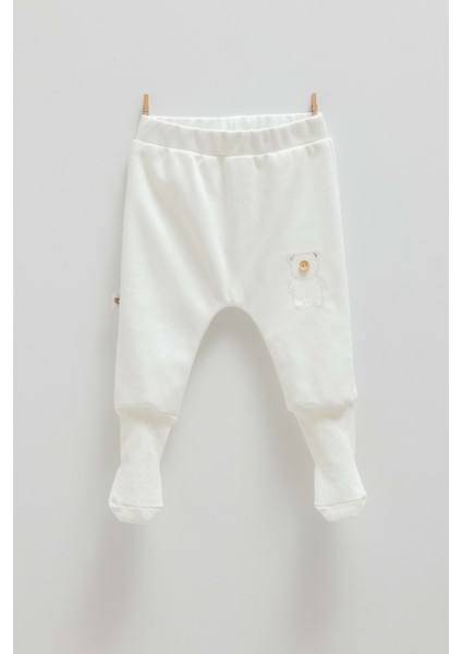 Cute Bear Çoraplı Bebek Pantolon - Caramell - APE1464 - Ekru - 3 - 6 Ay - APE1464-EKRU-3 - 6 Ay Ekru