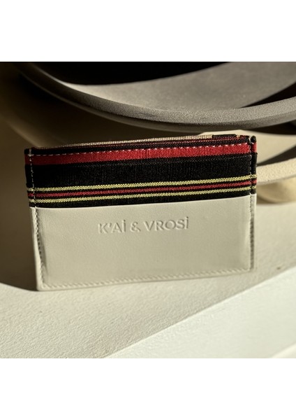 Moni - Peştemal Detaylı Bej Deri Kartlık