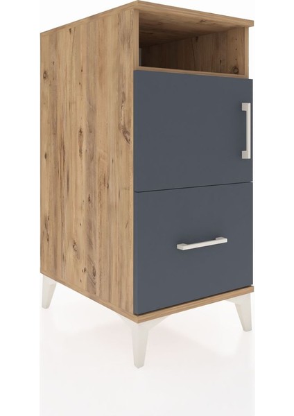 Kronos Komodin 2 Raflı Tek Çekmeceli Tek Kapaklı 44X59X96 Çam-Antrasit fiyatları