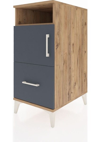 Kronos Komodin 2 Raflı Tek Çekmeceli Tek Kapaklı 44X59X96 Çam-Antrasit modelleri