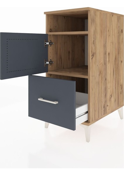 Kronos Komodin 2 Raflı Tek Çekmeceli Tek Kapaklı 44X59X96 Çam-Antrasit fırsatları