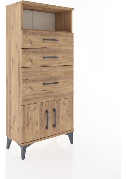 Hyperion Dolap Tek Raflı 3 Çekmeceli 2 Kapaklı 60X44X134 Çam-Çam fiyatları