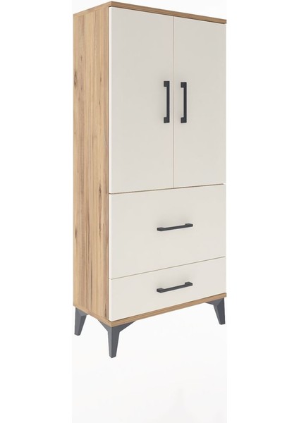 Arges Dolap Tek Raflı 2 Çekmeceli 2 Kapaklı 60X30X134 Çam-Aytaşı fiyatları