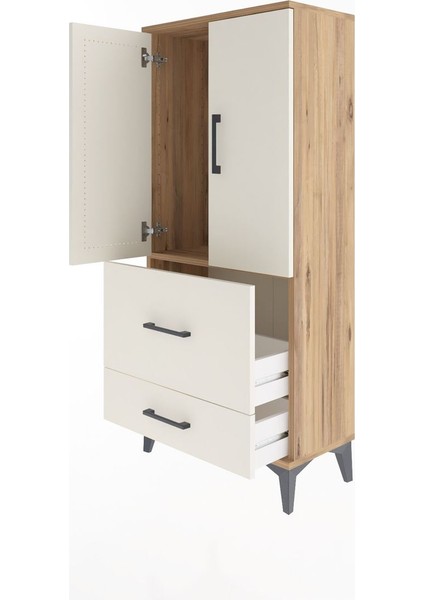Arges Dolap Tek Raflı 2 Çekmeceli 2 Kapaklı 60X30X134 Çam-Aytaşı fırsatları