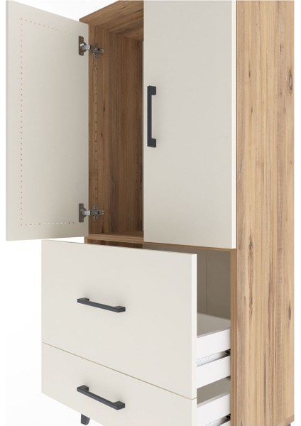 Arges Dolap Tek Raflı 2 Çekmeceli 2 Kapaklı 60X30X134 Çam-Aytaşı indirimleri