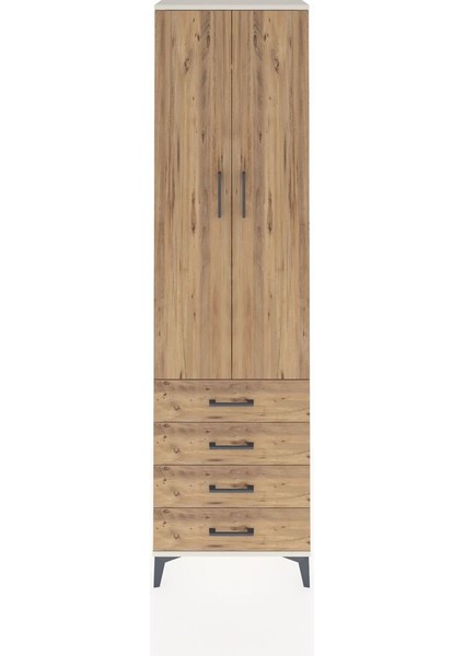 Arges Dolap 2 Raflı 4 Çekmeceli Tek Askılı 60X30X221 Aytaşı-Çam