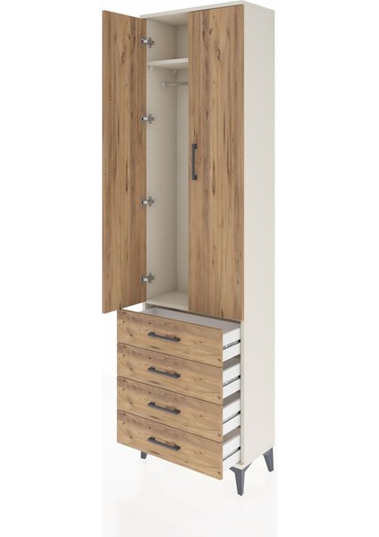 Arges Dolap 2 Raflı 4 Çekmeceli Tek Askılı 60X30X221 Aytaşı-Çam fırsatları