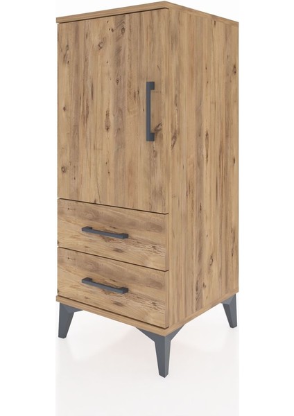 Hyperion Komodin 2 Raflı 2 Çekmeceli Tek Kapaklı 44X44X106 Çam-Çam modelleri