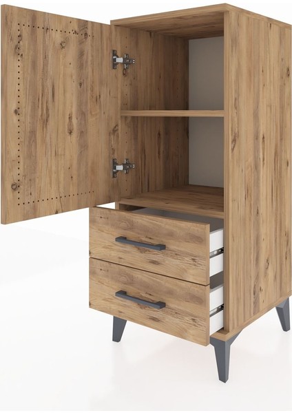 Hyperion Komodin 2 Raflı 2 Çekmeceli Tek Kapaklı 44X44X106 Çam-Çam fırsatları
