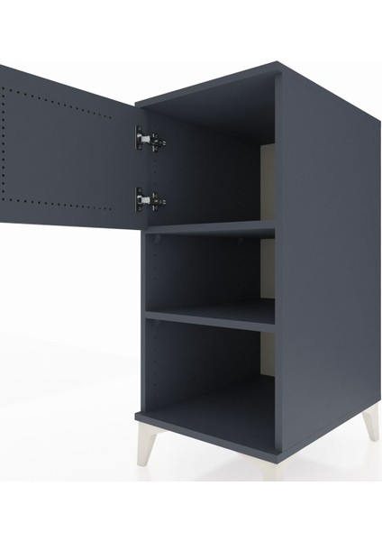 Kronos Komodin 2 Raflı Tek Kapaklı 44X59X96 Antrasit-Antrasit indirimleri