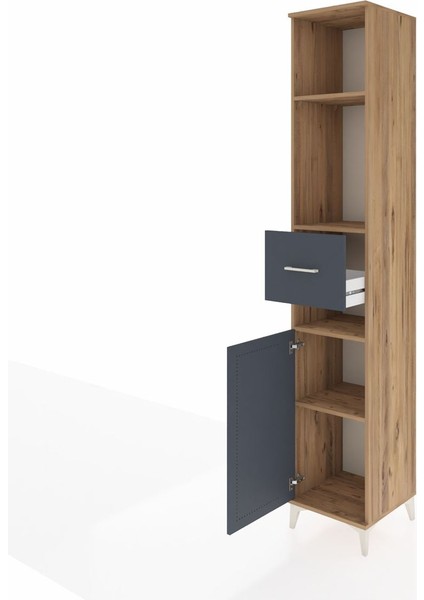 Hyperion Dolap 4 Raflı Tek Çekmeceli Tek Kapaklı 44X44X243 Çam-Antrasit fırsatları