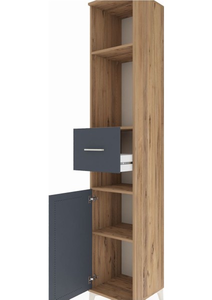 Hyperion Dolap 4 Raflı Tek Çekmeceli Tek Kapaklı 44X44X243 Çam-Antrasit indirimleri