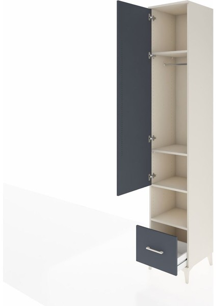 Hyperion Dolap 4 Raflı Tek Çekmeceli Tek Askılı 44X44X243 Aytaşı-Antrasit fırsatları