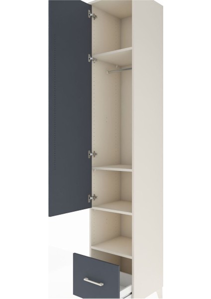 Hyperion Dolap 4 Raflı Tek Çekmeceli Tek Askılı 44X44X243 Aytaşı-Antrasit indirimleri