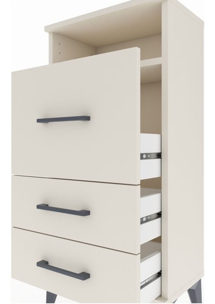 Arges Komodin Tek Raflı 3 Çekmeceli 44X30X96 Aytaşı-Aytaşı indirimleri