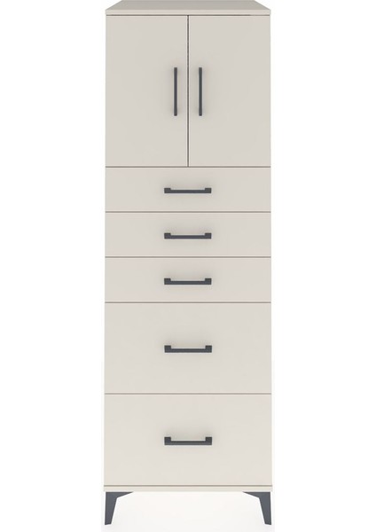 Kronos Dolap Tek Raflı 5 Çekmeceli 2 Kapaklı 60X59X182 Aytaşı-Aytaşı