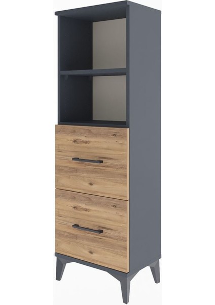Arges Dolap 2 Raflı 2 Çekmeceli 44X30X134 Antrasit-Çam modelleri