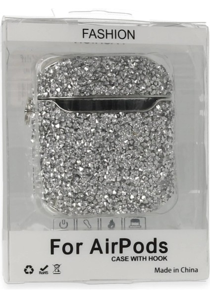 CPT16 Airpods 2 (2.nesil) Mira Taşlı Kılıf - Gümüş modelleri