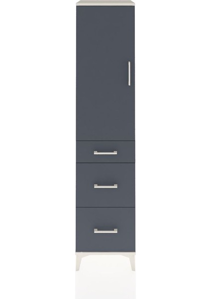 Hyperion Dolap 3 Raflı 3 Çekmeceli Tek Kapaklı 44X44X195 Aytaşı-Antrasit