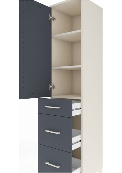 Hyperion Dolap 3 Raflı 3 Çekmeceli Tek Kapaklı 44X44X195 Aytaşı-Antrasit indirimleri