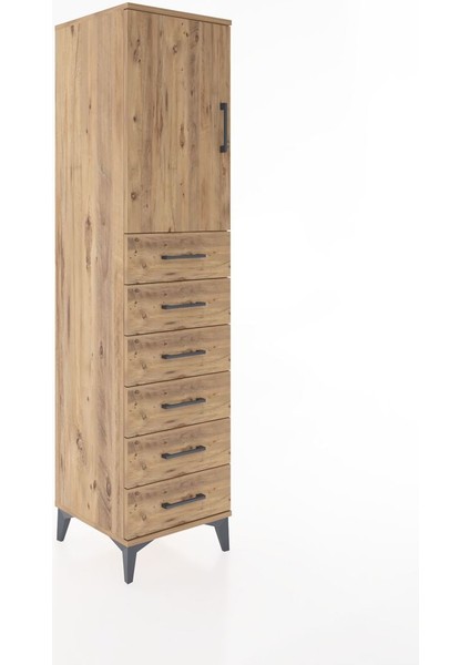 Hyperion Dolap Tek Raflı 6 Çekmeceli Tek Kapaklı 44X44X182 Çam-Çam fiyatları