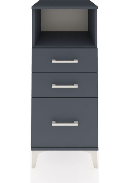 Hyperion Komodin Tek Raflı 3 Çekmeceli 44X44X106 Antrasit-Antrasit