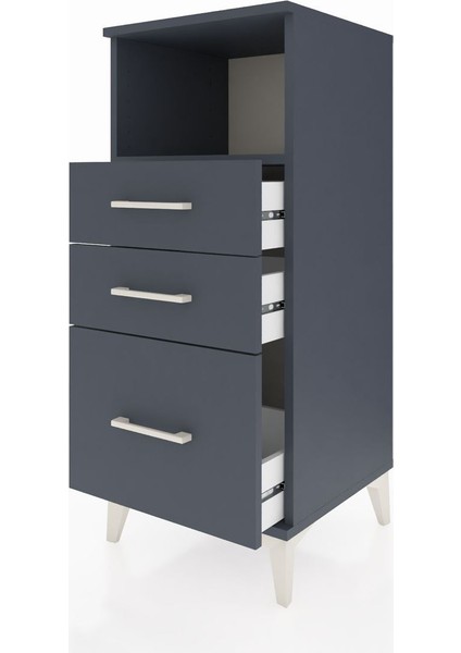 Hyperion Komodin Tek Raflı 3 Çekmeceli 44X44X106 Antrasit-Antrasit fırsatları