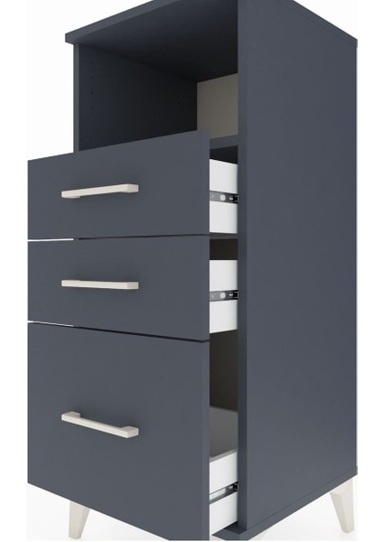 Hyperion Komodin Tek Raflı 3 Çekmeceli 44X44X106 Antrasit-Antrasit indirimleri