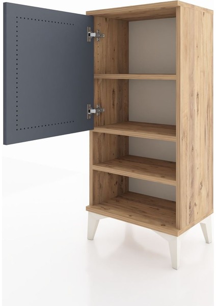 Arges Komodin 3 Raflı Tek Kapaklı 44X30X96 Çam-Antrasit fırsatları