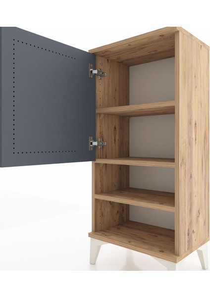 Arges Komodin 3 Raflı Tek Kapaklı 44X30X96 Çam-Antrasit indirimleri