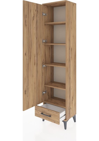 Arges Dolap 5 Raflı Tek Çekmeceli Tek Kapaklı 44X30X182 Çam-Çam fırsatları