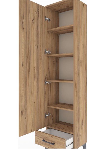 Arges Dolap 5 Raflı Tek Çekmeceli Tek Kapaklı 44X30X182 Çam-Çam indirimleri