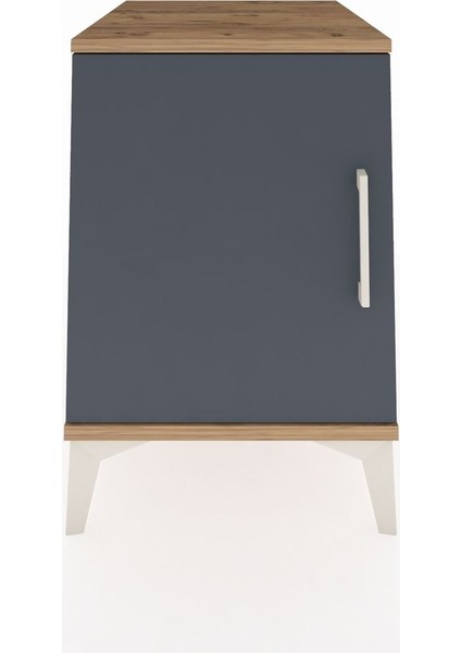 Kronos Komodin 2 Raflı Tek Kapaklı 44X59X64 Çam-Antrasit