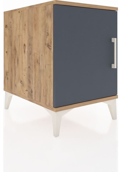 Kronos Komodin 2 Raflı Tek Kapaklı 44X59X64 Çam-Antrasit fiyatları