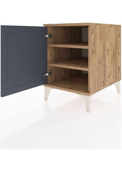 Kronos Komodin 2 Raflı Tek Kapaklı 44X59X64 Çam-Antrasit fırsatları