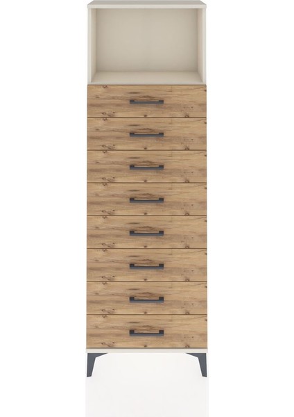 Arges Dolap Tek Raflı 8 Çekmeceli 60X30X182 Aytaşı-Çam