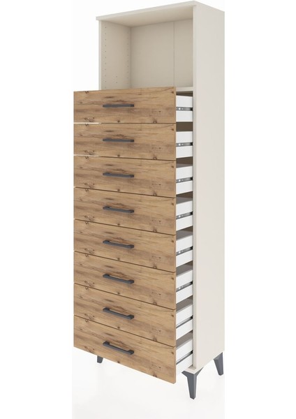 Arges Dolap Tek Raflı 8 Çekmeceli 60X30X182 Aytaşı-Çam fırsatları
