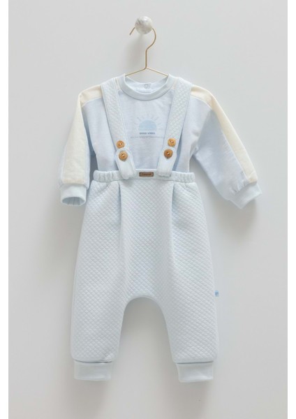 Good Vıbes Askılı Pantolonlu Alt Üst Takım - Caramell - TKE2044 - Mavi - 9 - 12 Ay - TKE2044-MAVI-9 - 12 Ay Mavi