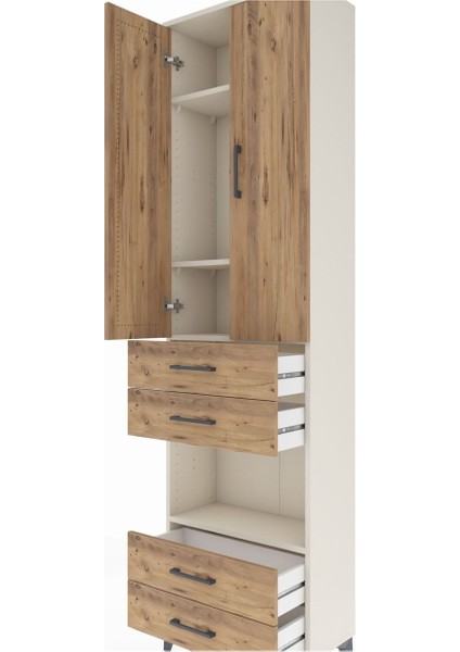 Arges Dolap 4 Raflı 4 Çekmeceli 2 Kapaklı 60X30X221 Aytaşı-Çam indirimleri