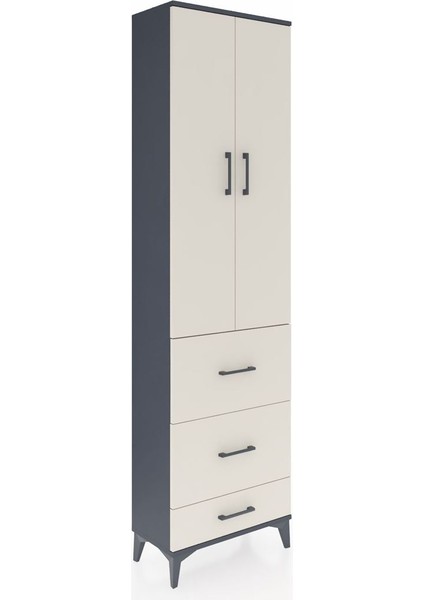 Arges Dolap 3 Raflı 3 Çekmeceli 2 Kapaklı 60X30X221 Antrasit-Aytaşı fiyatları