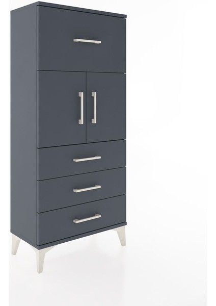 Hyperion Dolap Tek Raflı 4 Çekmeceli 2 Kapaklı 60X44X134 Antrasit-Antrasit fiyatları