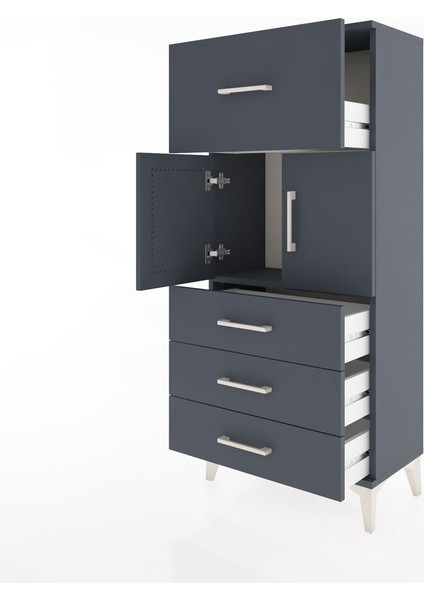 Hyperion Dolap Tek Raflı 4 Çekmeceli 2 Kapaklı 60X44X134 Antrasit-Antrasit fırsatları