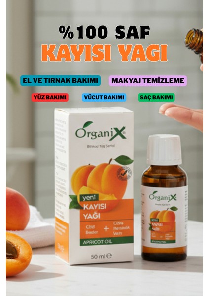 %100 Saf Kayısı Yağı 50 ml - Doğal Nemlendirici, Yüz Vücut Saç Bakım Yağı, A ve E Vitamini