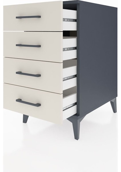 Kronos Komodin 4 Çekmeceli 44X59X80 Antrasit-Aytaşı fırsatları