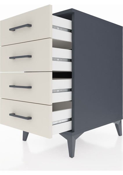Kronos Komodin 4 Çekmeceli 44X59X80 Antrasit-Aytaşı indirimleri