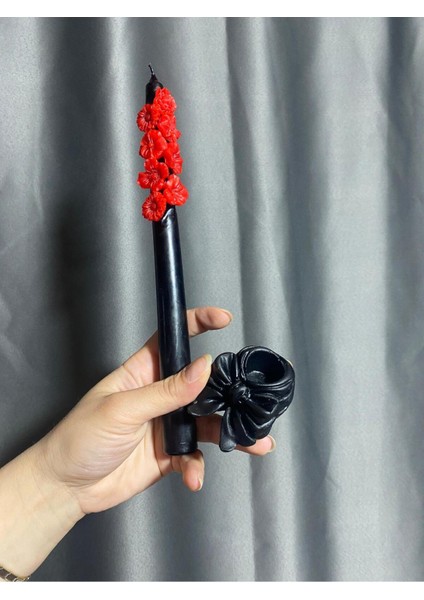 Siyah Kurdele , Fiyonk Şeklinde Şamdanlık , Mumluk (1 Adet) Mum Tutucu modelleri