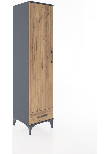 Hyperion Dolap 2 Raflı Tek Çekmeceli Tek Askılı 44X44X182 Antrasit-Çam fiyatları